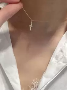 BALMORA 1 pezzo Collane semplice lussuoso & personalizzato S925 argento sterling fulmino forma design con completo zirconia cubica da donna clavicola , stratificazione regalo per usura quotidiana