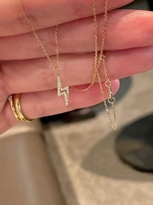 BALMORA 1 pezzo Collane semplice lussuoso & personalizzato S925 argento sterling fulmino forma design con completo zirconia cubica da donna clavicola , stratificazione regalo per usura quotidiana