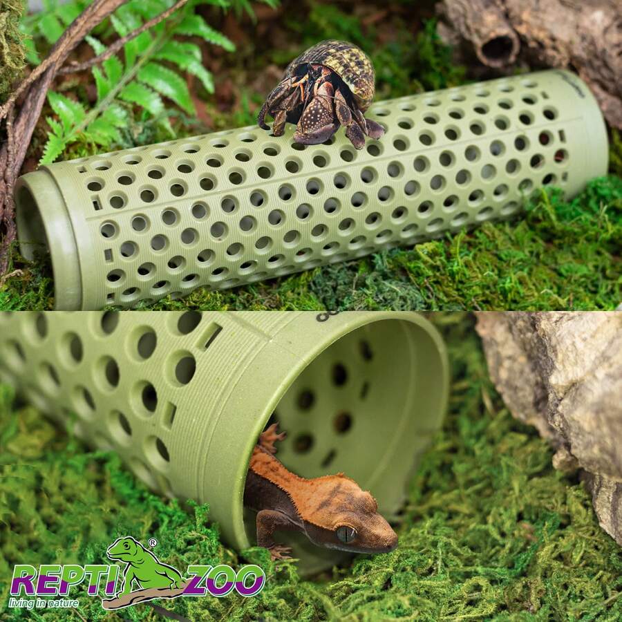 2PCS  Hermit Crab Climbing Toys 11.5” Long Reptile Climbing Tunnel Hermit Crab Supplies Hideout, Reptile Tank Terrarium Decor for Hermit Crab, Tree Frogs, Crested Gecko - xanh quân đội - Xem 1