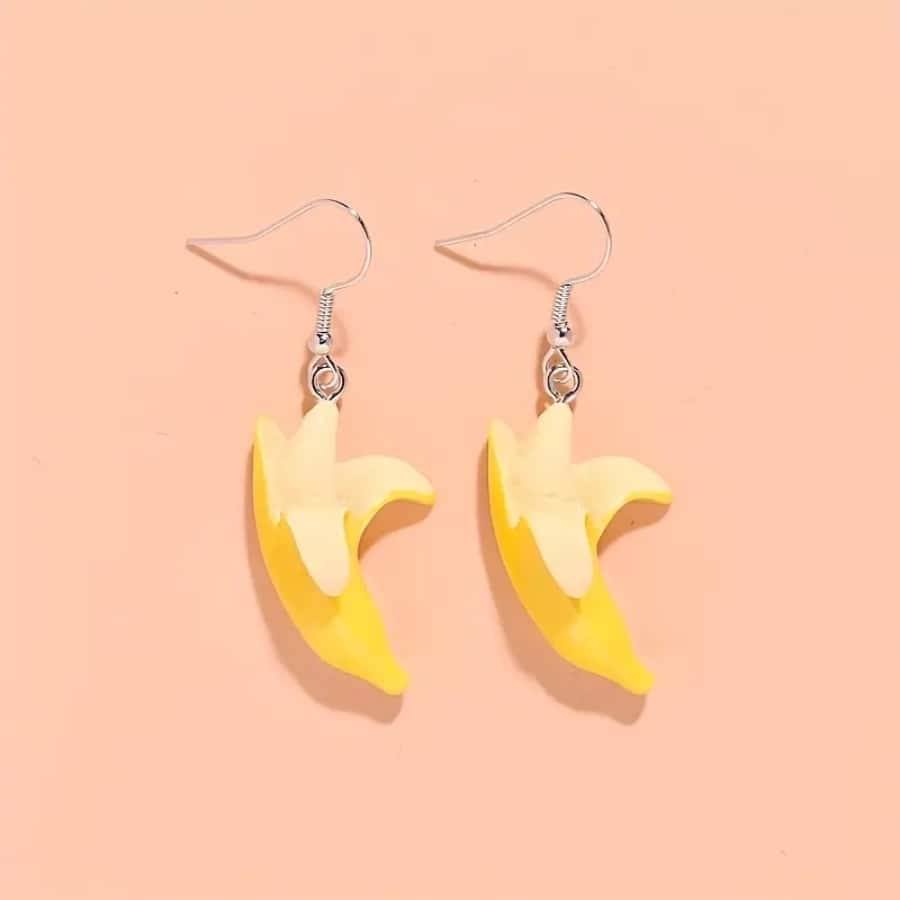 1pair Creative & Cute Miniature Banana Shaped Earrings, Playful & Sweet Earrings For Girls - Multicolor - View 1