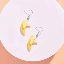 1pair Creative & Cute Miniature Banana Shaped Earrings, Playful & Sweet Earrings For Girls - Multicolor - View 3