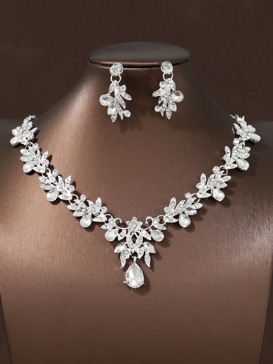 Women's Wedding Accessories Set Including Necklace And Earrings, Perfect For Bride And Bridesmaids Party Halloween