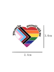 1 Ghim cài áo tráng men Pride, Trâm cài áo hình trái tim màu cầu vồng miễn phí, Quà tặng trang sức ghim cài áo - Bạc - Xem 5