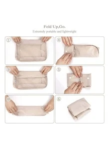 8入組旅行行李打包整理器套裝，配有化妝品袋，衣物分類收納袋，旅行必備配件，衣物收納，旅行整理袋套裝，旅行收納袋套裝，學校用品，海灘暑假旅遊必備 - 米色 - 查看 5