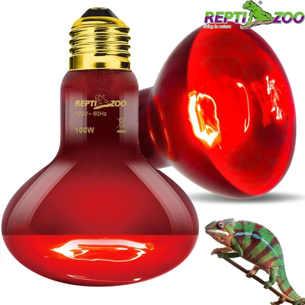 2 Pack Infrared Heat Lamp, 100W Reptile Heat Emitter Infrared Basking