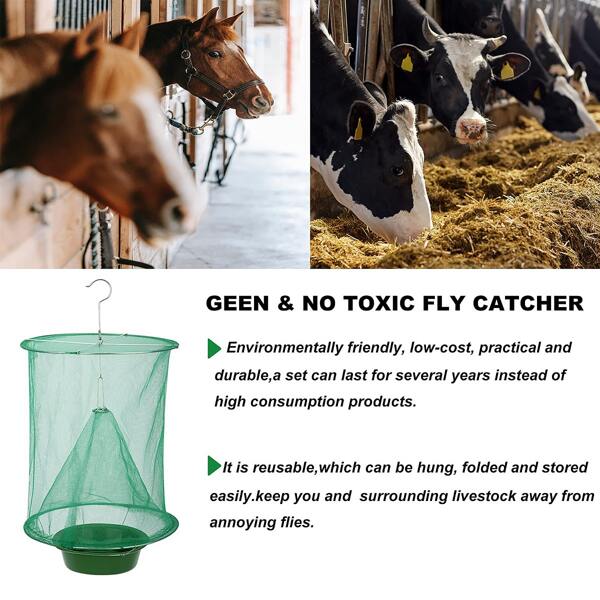 2 pcs Ranch Fly Traps Reusable Fly Traps with BaitTray Outdoor