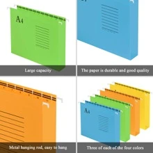 A4 Suspension Files 12 Pieces A4 Suspension File Files for Filing Cabinet A4 Suspension Files Suspension Files File Dividers with Tabs and Inserts for Files Classification, Office, School, Organization - Multicolor - View 6