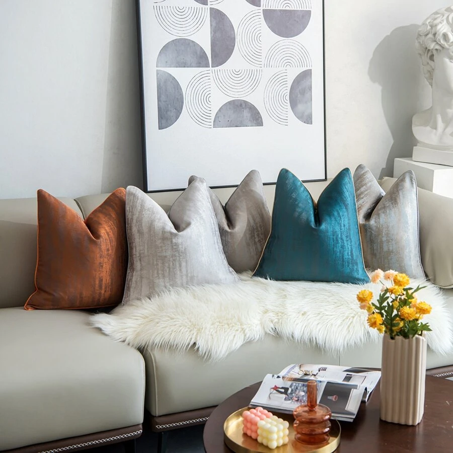 1 件涤纶抱枕套，多色中国风提花几何图案，极简北欧奢华，适用于客厅沙发、汽车、家居装饰、派对装饰，30x50cm/45x45cm/50x50cm/55x55cm/60x60cm（不含枕芯） - 橘色 - 查看 1