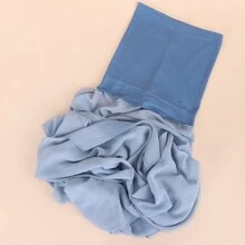 1入組女士素色休閒堆堆帽帶圍巾適用於日常生活 - 水鴨藍 - 查看 3