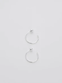 2 pièces Boucles D'oreilles Argent 925 Ouvrir Design C Boule