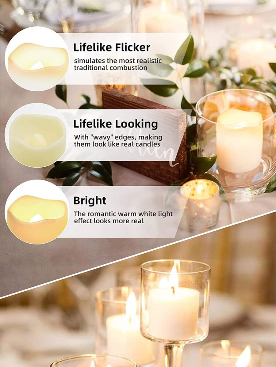 24pcs Realistic Flickering Warm White Flameless Led Candles SHEIN USA