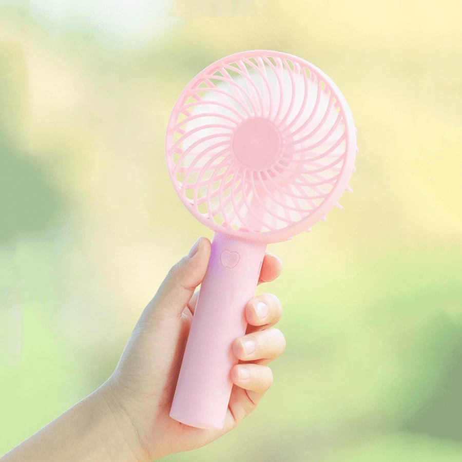 Mini Rechargeable Usb Fan, Cartoon Portable Electric Fan With Strong Wind Power, Handheld For Students - Pink - View 1