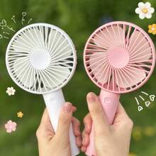 Mini Rechargeable Usb Fan, Cartoon Portable Electric Fan With Strong Wind Power, Handheld For Students - Pink - View 4