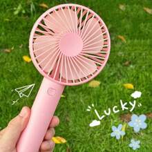 Mini Rechargeable Usb Fan, Cartoon Portable Electric Fan With Strong Wind Power, Handheld For Students - Pink - View 2