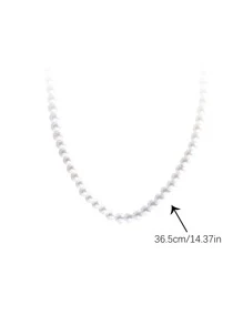 Pearl Choker Necklace - White - View 2