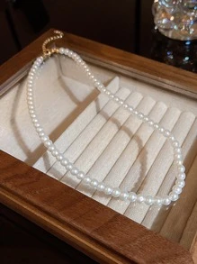 Pearl Choker Necklace - White - View 4