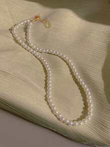 Pearl Choker Necklace - White - View 1