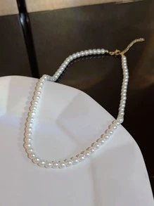 Pearl Choker Necklace - White - View 3