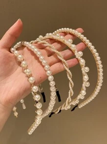 Bộ 5 chiếc kẹp tóc giả ngọc trai cho nữ, dùng làm vương miện, băng đô, vòng cài tóc, băng đô cài tóc, phụ kiện tóc, phụ kiện đội đầu. - trắng - Xem 2