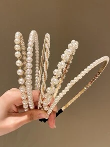Bộ 5 chiếc kẹp tóc giả ngọc trai cho nữ, dùng làm vương miện, băng đô, vòng cài tóc, băng đô cài tóc, phụ kiện tóc, phụ kiện đội đầu. - trắng - Xem 3