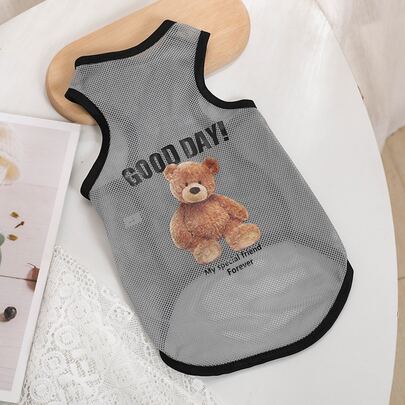 1 Miếng Gầy Lưới Áo vest Với Gấu In Mẫu Đối với Chó nhỏ Và Mèo , Thoáng khí Cho mùa hè