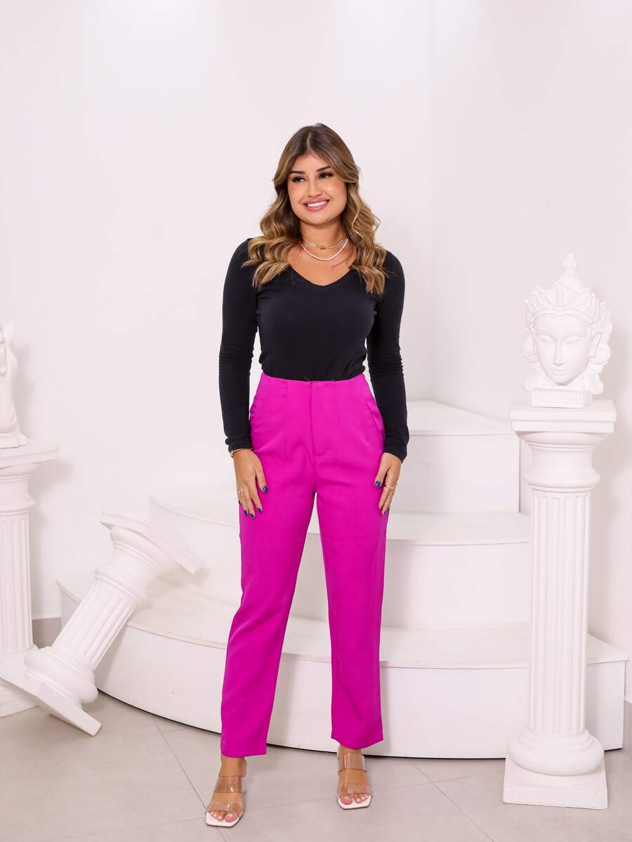 Women Pants - 紫色 - 查看 1