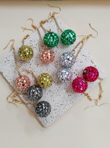 彩色玻璃迪斯科球耳墜首飾類適合女士派對 - 彩色的 - 查看 3