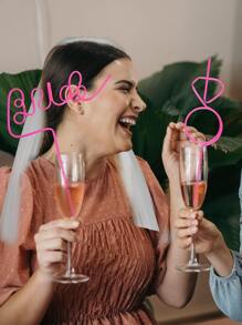 1pc Reusable Bachelorette Party White Bride Straw | Bridal Shower Party Decorations | Bride To Be Gift Rhinestone Ring Straw,Christmas - Pink - View 3