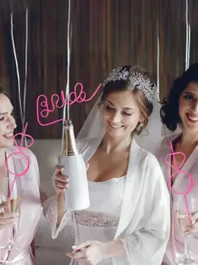 1pc Reusable Bachelorette Party White Bride Straw | Bridal Shower Party Decorations | Bride To Be Gift Rhinestone Ring Straw,Christmas - Pink - View 2