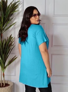 Plus Size Blouses - Màu xanh Cadet - Xem 2