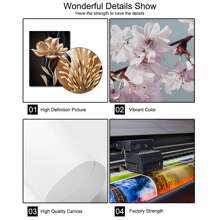 3 件金色花卉植物抽象帆布画花卉植物艺术海报印刷奢华风格简约现代墙壁画适用于客厅卧室家居装饰，无框，墙壁艺术礼物生日毕业 - 杏色 - 查看 6