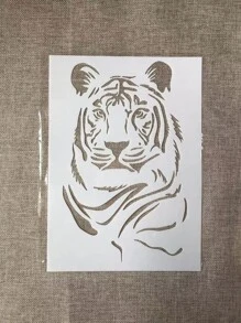 1pc White Plastic A4 Size Tiger Drawing Template - White - View 1