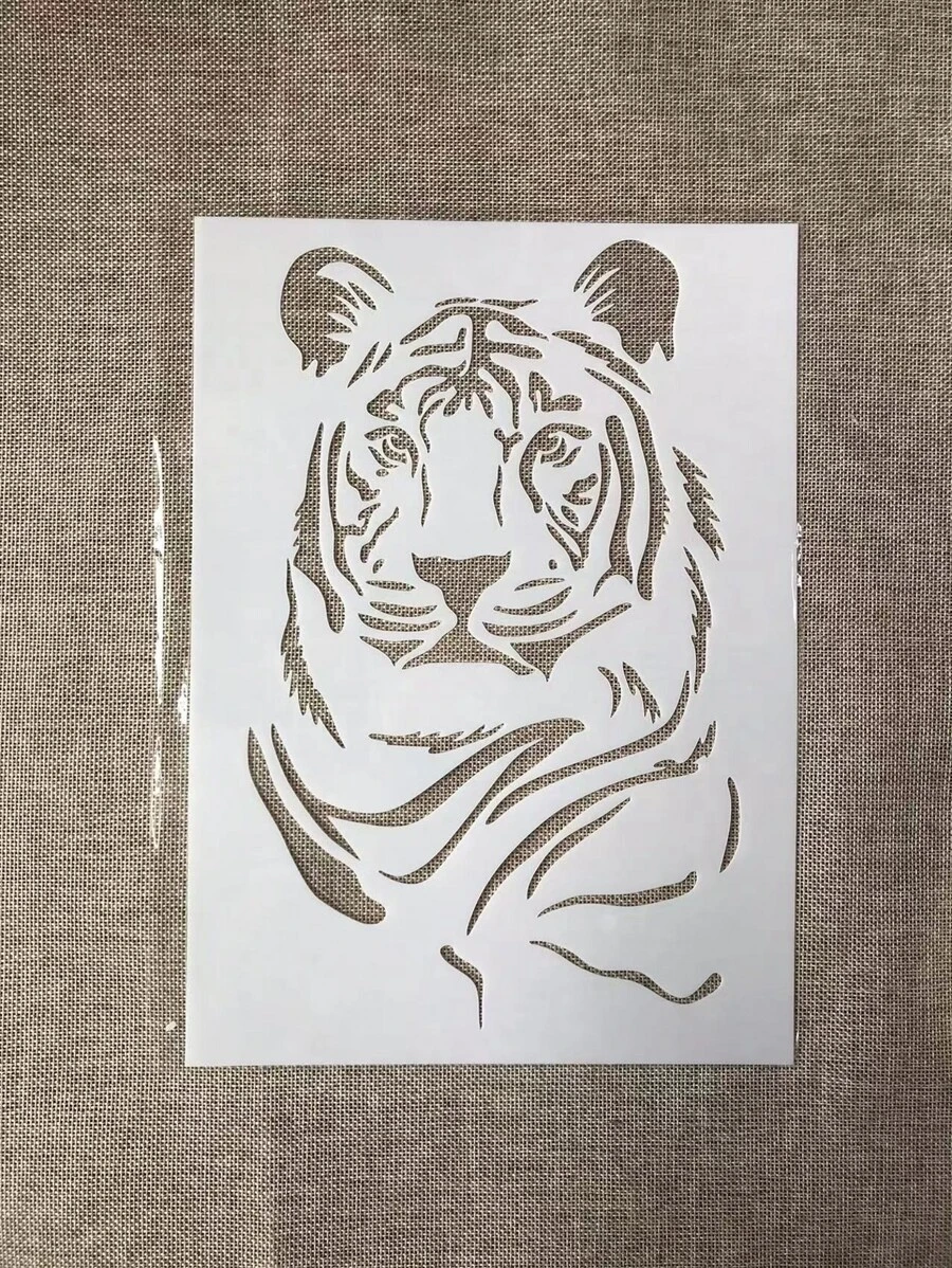 1pc White Plastic A4 Size Tiger Drawing Template - White - View 1
