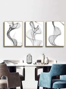 3pcs Trừu tượng Hút thuốc tranh sơn dầu Bức tranh Đen Trắng Nghệ thuật Áp phích In Tối giản Hiện đại Tranh treo tường Đối với Phòng khách Phòng ngủ Nhà  Đồ trang trí , Không khung - Màu be - Xem 1