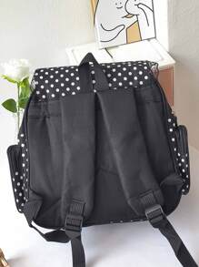 Mochila de mujer con bordado lindo de fresa y gran capacidad - Negro - Ver 5