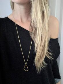 Simple Hollow Out Heart Pendant Long Necklace For Women, Brand New - Gold - View 1