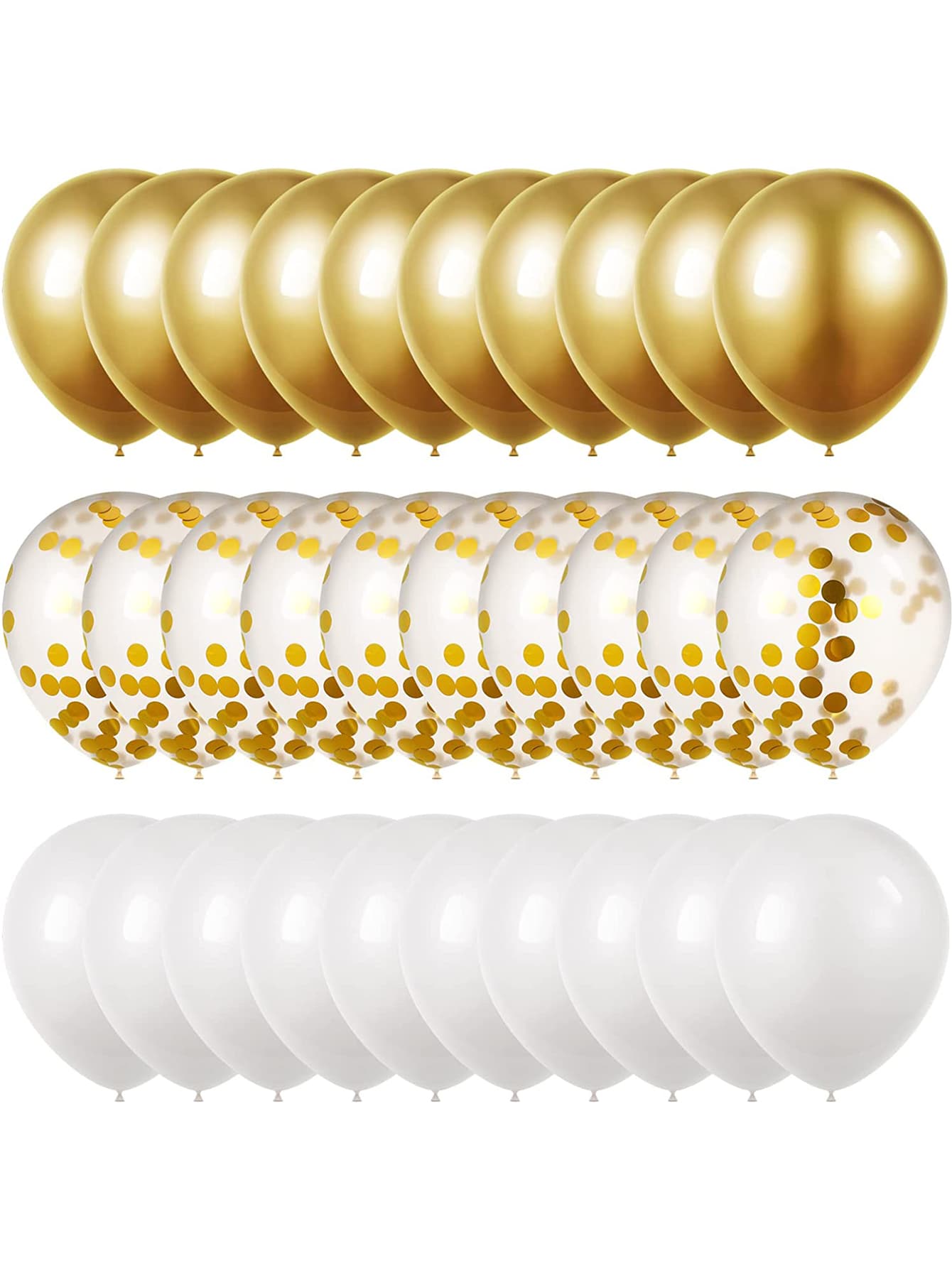 Bộ 30 quả bóng cao su màu vàng trắng 12 inch dùng để trang trí tiệc cưới, đính hôn, kỷ niệm, tiệc cưới, tiệc sinh nhật, lễ kỷ niệm, tiệc theo chủ đề, v.v. - trắng - Xem 1