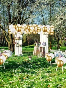 Bộ 30 quả bóng cao su màu vàng trắng 12 inch dùng để trang trí tiệc cưới, đính hôn, kỷ niệm, tiệc cưới, tiệc sinh nhật, lễ kỷ niệm, tiệc theo chủ đề, v.v. - trắng - Xem 5