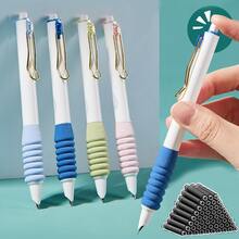 3 piezas con botón de pulsar de metal Bolígrafos con 30 piezas negro tinta recargas & suave Empuñadura de bolígrafo - Albaricoque - Ver 2