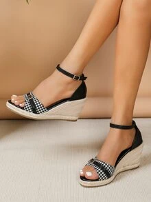 Của phụ nữ Giải trí Đúng mốt Nêm Gót chân Dép xăng đan Đối với Chiều cao - màu đen - Xem 6