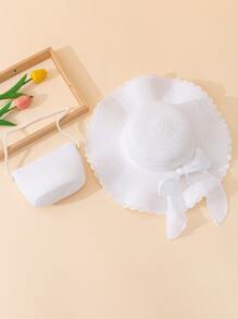 2 chiếc Nơ Nữ Trang Trí Thời Trang Mũ Rơm & Túi Ống Hút Cho Ngoài Trời Boho - trắng - Xem 3