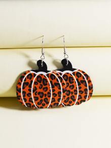1雙輕便PU皮革南瓜雙面圖案吊墜耳環適合女士,秋天 - 彩色 - 查看 1
