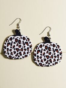 1對秋天南瓜兩面印刷輕便PU皮革女士吊墜耳環 - 彩色 - 查看 3