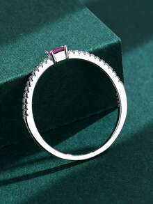 S925 Bạc nguyên chất Nhẫn Đối với phụ nữ , Duy nhất Hình học Ngăn xếp Nhẫn Với Vi mô Cẩn vào , Đối với Chỉ mục Hoặc Pinky Ngón tay - trắng - Xem 6