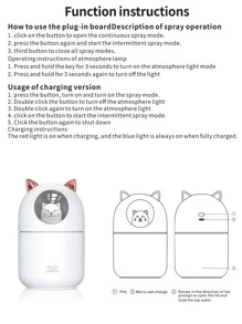 1入組USB貓咪加濕器燈 - 白色 - 查看 5