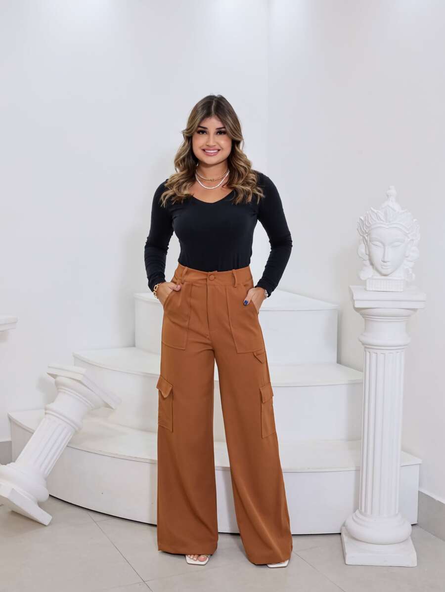 Women Pants - Brown - View 1