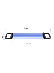 Adjustable Chest Expander With Detachable Tpr Tubes Multifunctional Elastic Resistance Bands For Shoulder And Back Exercise Home Fitness Equipment, Random Delivery - Blue - View 2