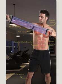 Adjustable Chest Expander With Detachable Tpr Tubes Multifunctional Elastic Resistance Bands For Shoulder And Back Exercise Home Fitness Equipment, Random Delivery - Blue - View 3