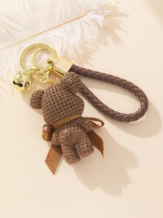 1 pieza Llavero de oso con lazo, accesorios escolares y de coche, estilo gótico y Y2K lindo