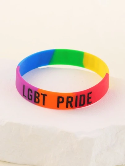 1 pulsera de silicona arcoíris Lgbt Pride con letras hundidas, estilo europeo y americano Popular